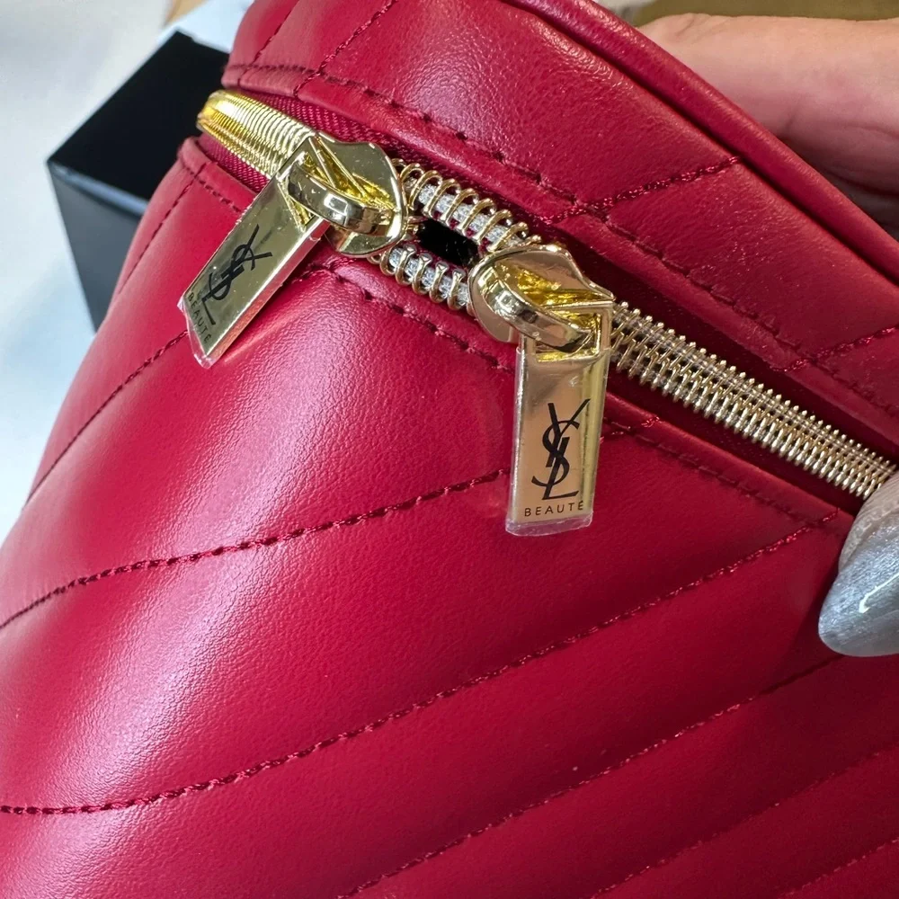 Yves Saint Laurent Red Quilted Cosmetic Train Case NEW RELEASE! NWT - Picture 3 of 9